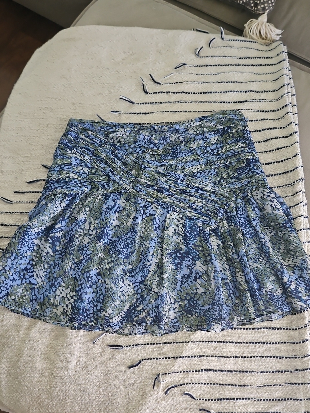 Ramy Brook Blue & Olive Floral Skater Skirt